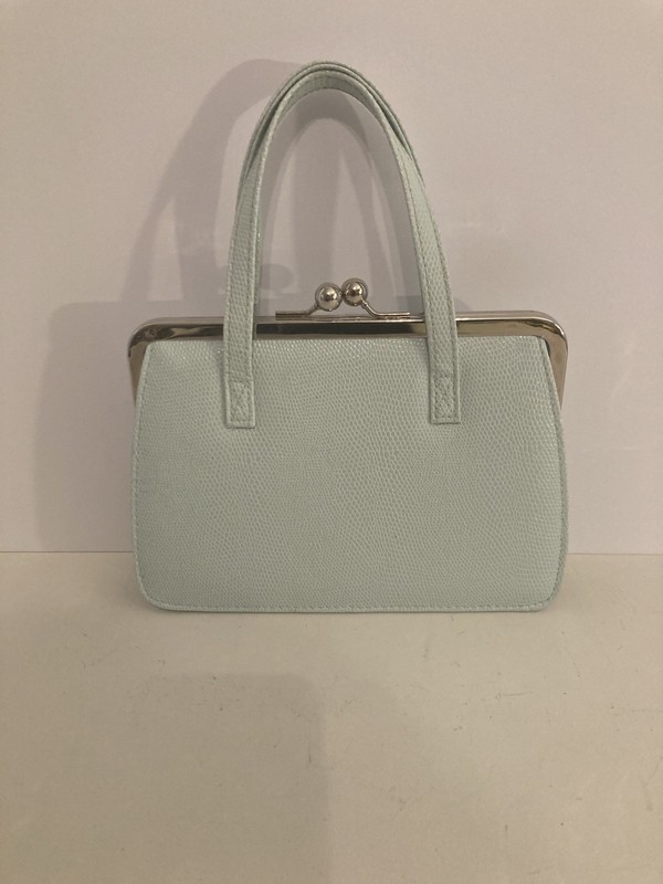 Old Navy Kiss Lock Purse Top Handles Faux Leather Mint Green gallery