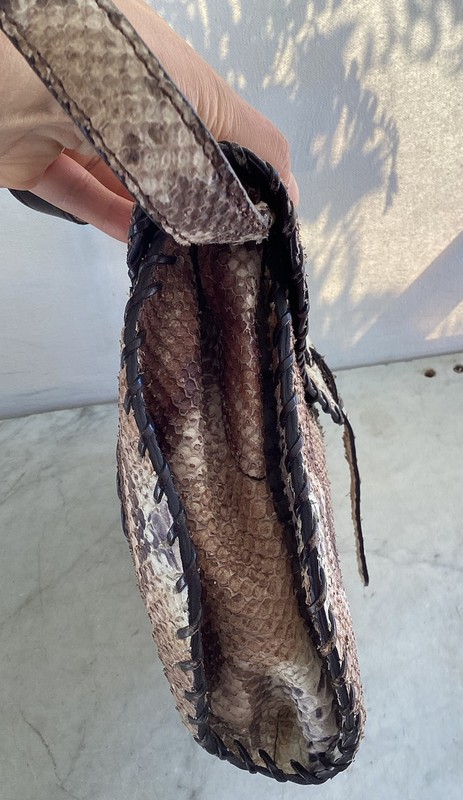 Vintage SANDRA ROBERTS Reptile Print Leather Shoulder Bag gallery