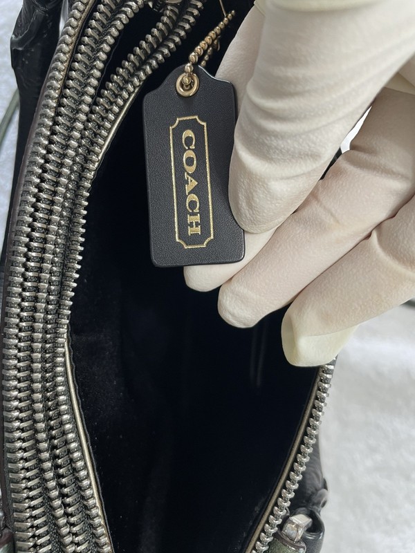 COACH Authentic Handbag The Mini Borough Bag In Leather Dark Green Color gallery
