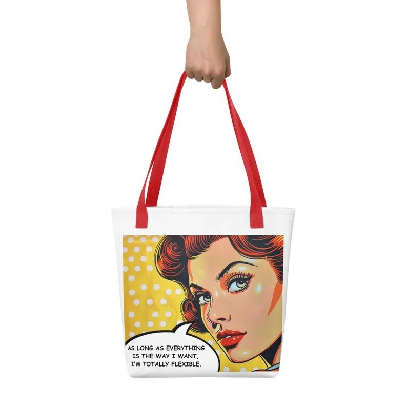 Pop Art Tote Bag Retro Comic Style | Funny Quote Shoulder Bag | Gift for Women gallery