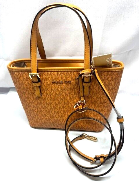 Michael Kors Jet Set Cider PVC Leather XS Carryall Top Zip Tote Bag Purse*New