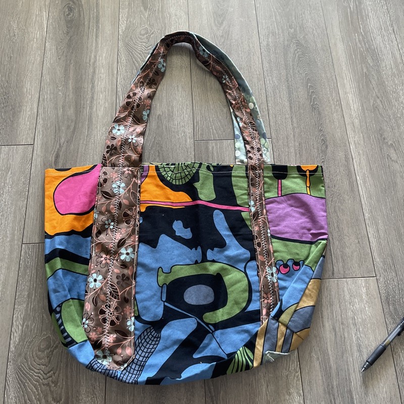 Large Tote Bag Using Cilla Ramnek, IKEA 2008 Fabric 21x13x7 inches