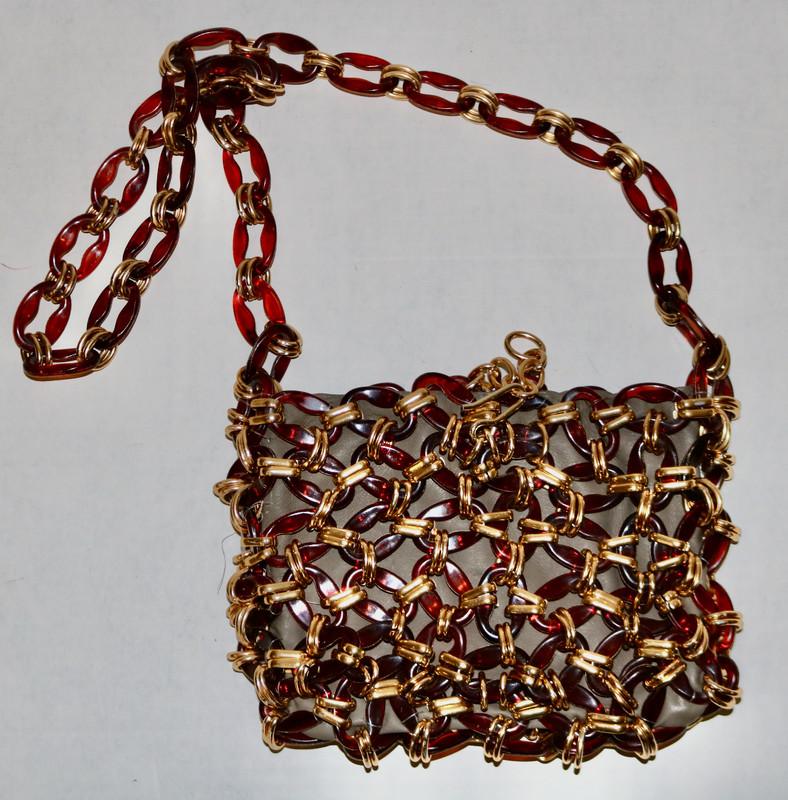 LEWIS vintage gold chain and plastic discs shoulder bag