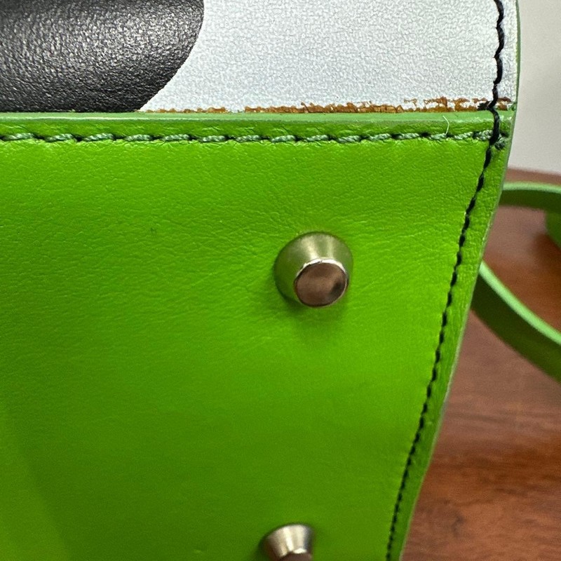 JADISE Italy Leather 2Way Bag Hand Shoulder Green Black Art Design Authentic gallery