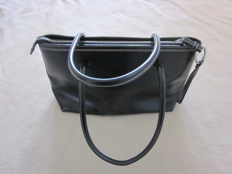 Women's NANNINI Tote Black Leather Designer Shoulder Bag Purse Made in Italy gallery
