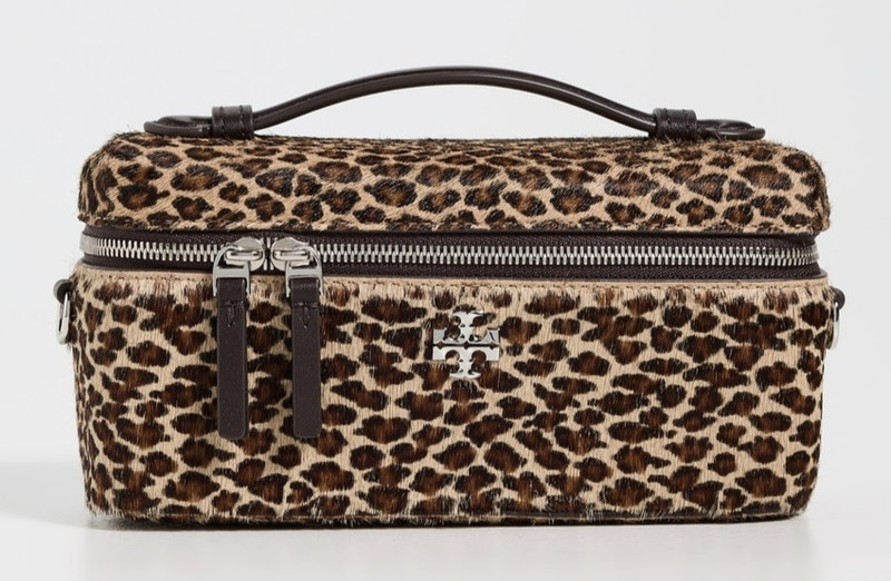 Tory Burch Kira Haircalf Leopard Print EW Vanity Case Chain Crossbody ~NWT~