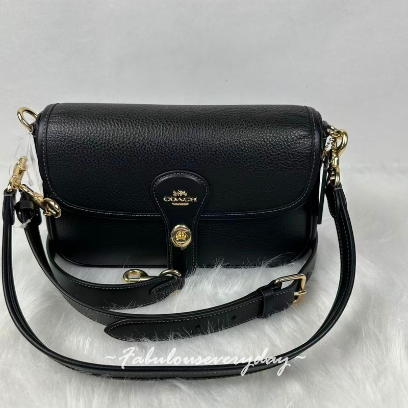 COACH Hadley Shoulder Bag Crossbody In Leather Gold/Black CY683 NWT