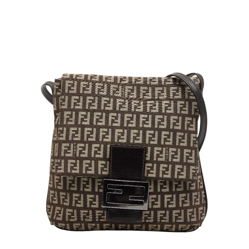 Fendi Zucchino Shoulder Bag in Brown Canvas and Leather for Women GZl1e0q9