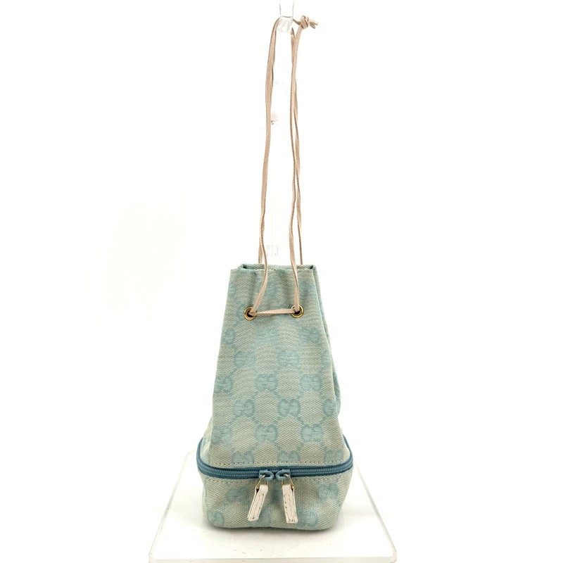 Gucci GG Canvas Drawstring Pouch Vanity Bag Light Blue 039 1054 4025