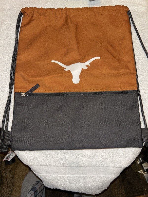 LOGO Drawstring Nylon Bags 14 X 13” Black & Brown White Bull Horns Head Logo