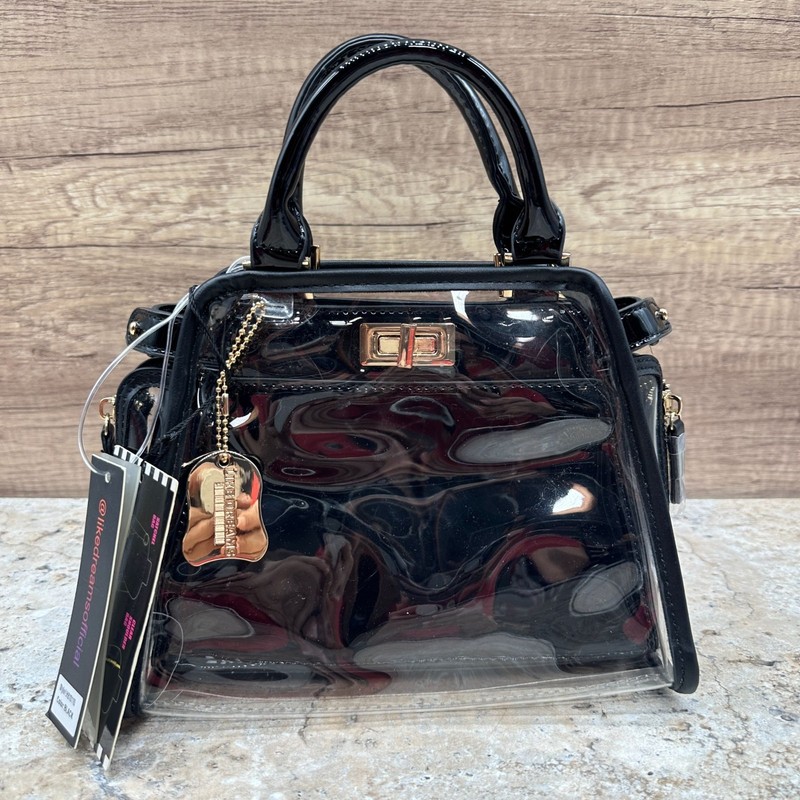 LIKE DREAMS Clear Black Satchel Bag Convertible Shoulder Crossbody Purse NWT