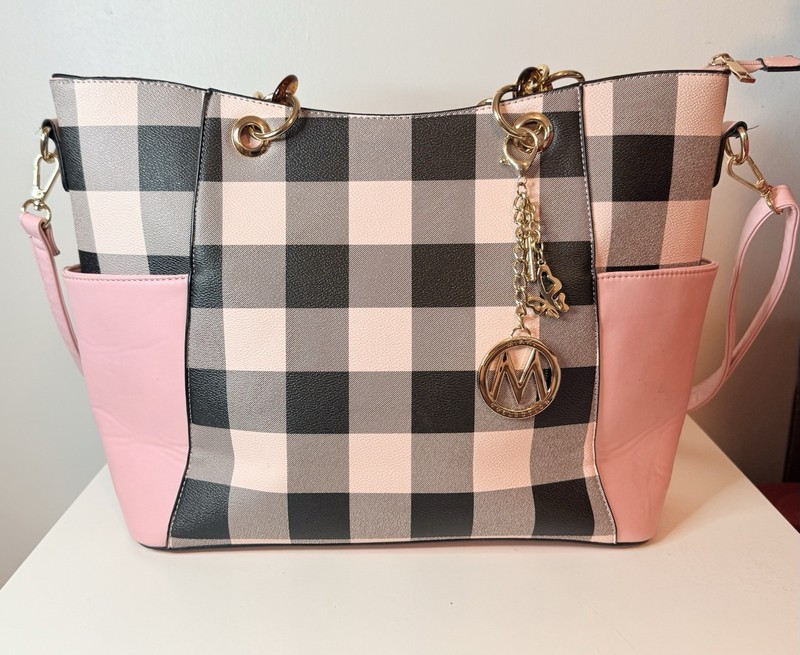 Mia K Collection handbag Black & Pink Handles & Shoulder Strap SEE PHOTO gallery