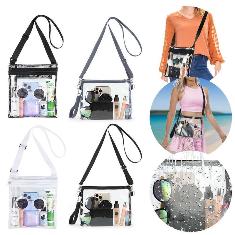 Clear Plastic Bag Stadium Approved Purse PVC Clear Crossbody Bag for Women Mens