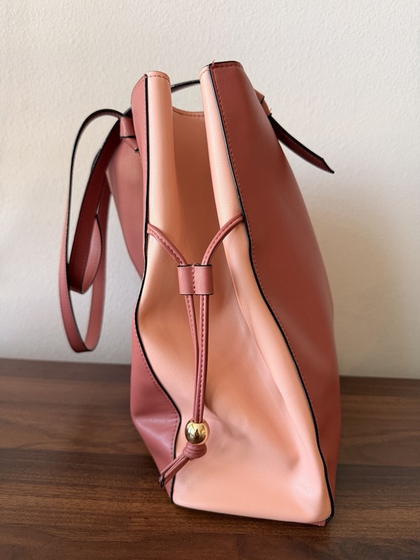 Victoria's Secret Pink Solid Tote, Drawstring Closure, Logo, Gold Hardware gallery