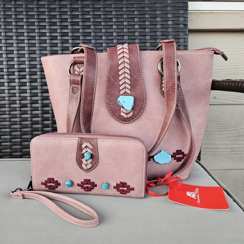 American Bling Concealed Carry Purse Western Lacing Aztec Handbag & Wallet Pink