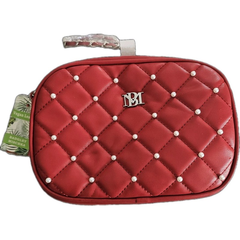 Badgley Mischka CrossbodyDiamond Quilted Pearl Vegan Leather Bag New