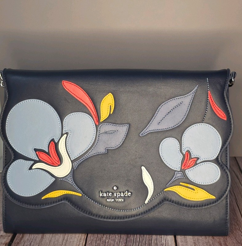 Kate Spade Briar Lane Floral Emelyn Blazer Quilted Blue Shoulder Bag NWOT Large