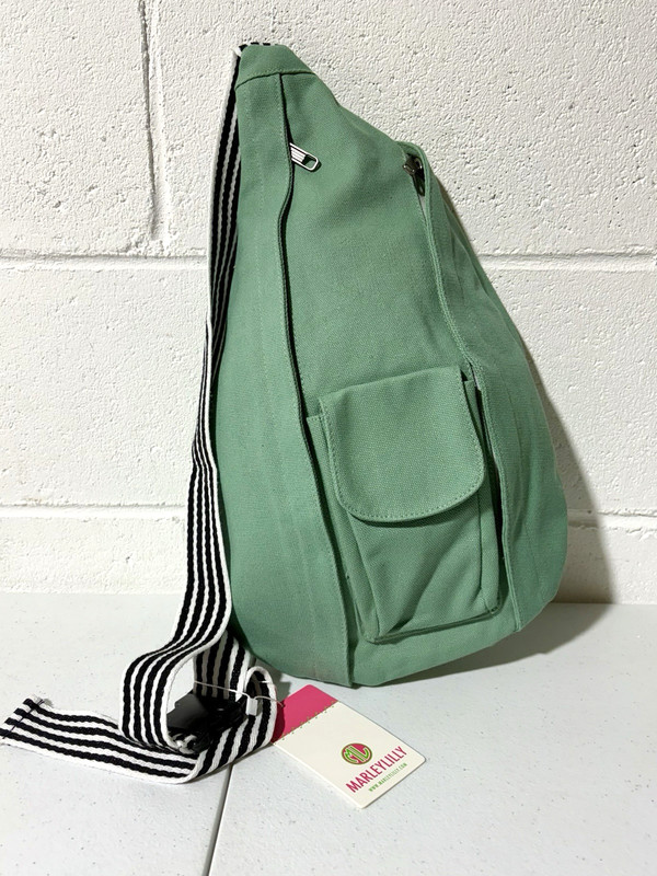 Marley Lilly Sling Bag Pockets Mint Print Buckle Strap Monogrammed Removed