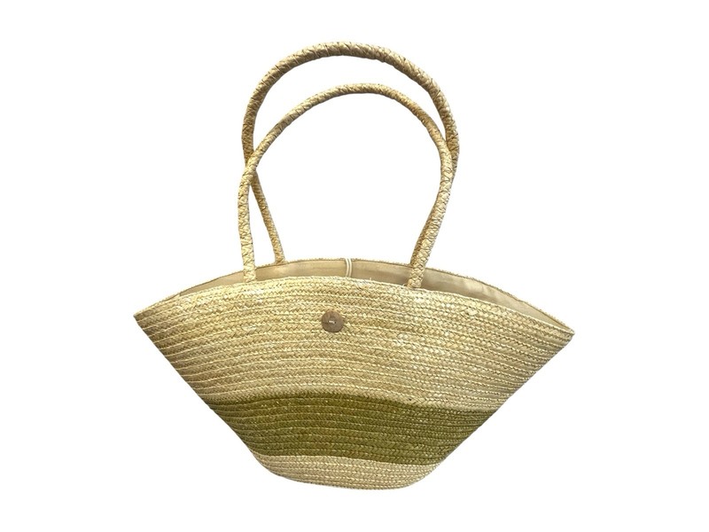 NWT Large Woven Straw Market Bag Canvas Lined Tote Summer Vacation