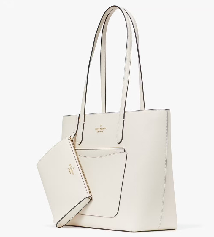 Kate Spade Staci Large Tote + Wristlet + Pouch Meringue White KF369 NWT $499