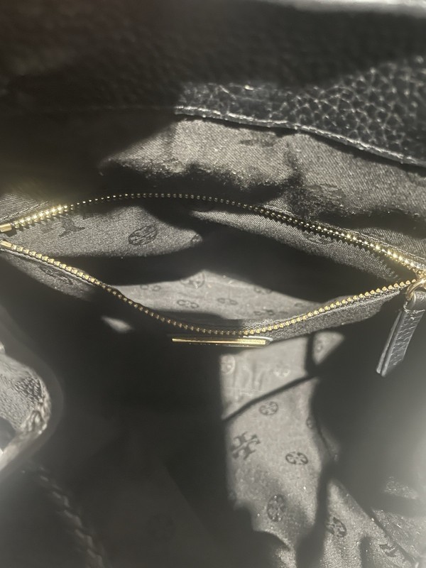 Tory Burch Black Pebbled Backpack with Tassel, Logo, Adjustable Straps gallery