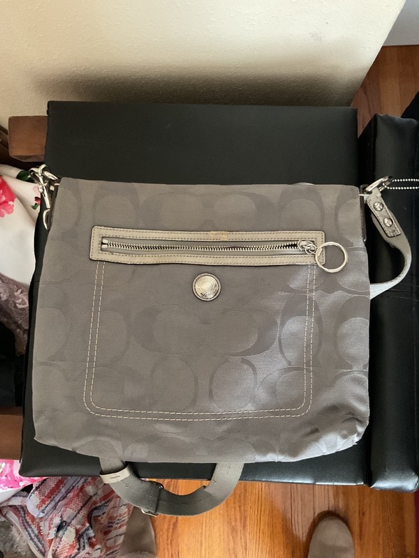 vintage gray coach cross body bag