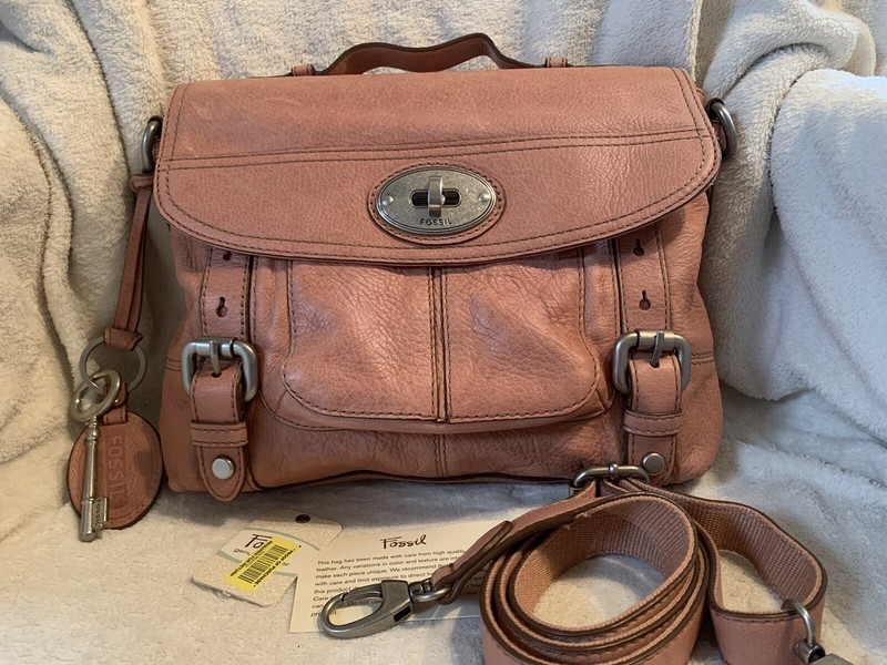 Fossil 1954 Maddox Salmon Top Handle Long Live Crossbody Purse Messenger Bag