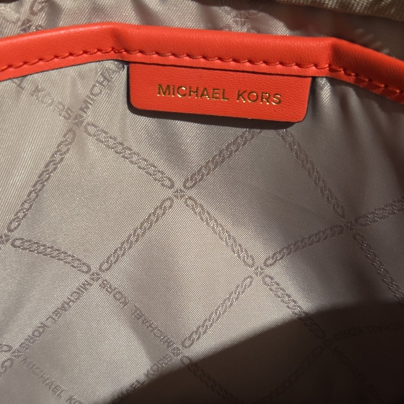 Michael Kors Flamingo Pink Monogram Logo Crossbody Bag Zip Gold Chain gallery