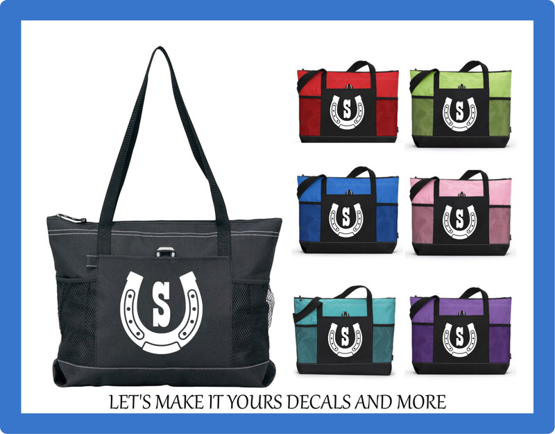 LUCKY HORSESHOE PERSONALIZED TOTE INITIAL MONOGRAM GREAT GIFT PURSE TRAVEL BAG