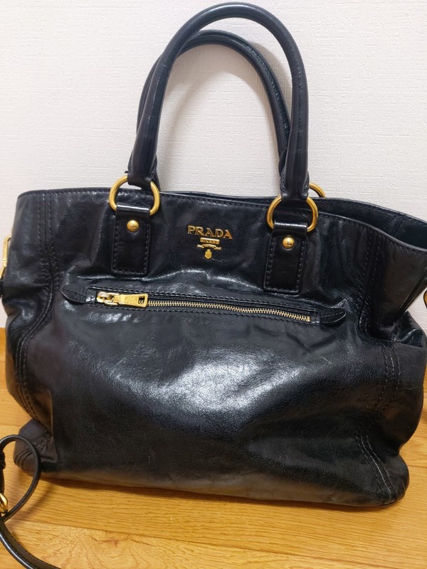 PRADA Leather Shoulder Bag – Authentic, 17″ W x 12″ H ( good condition)
