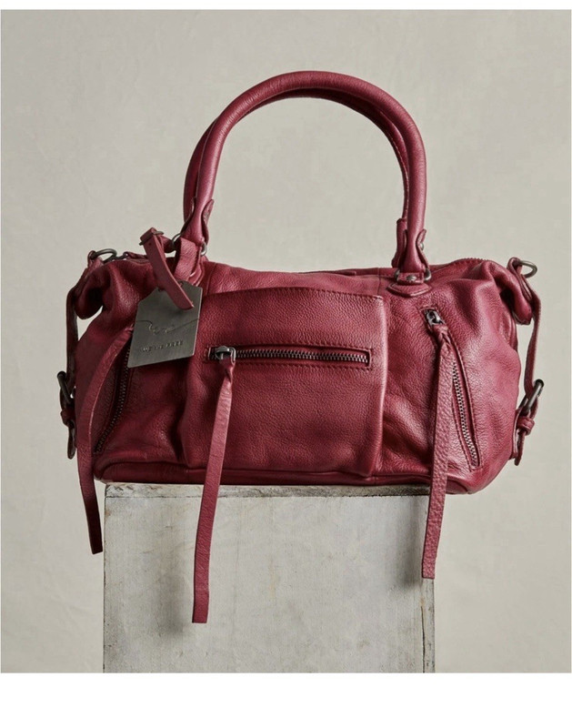 We The Free AÇAÍ Baby Emerson Pebbled Satchel Top Handle Strap Zipper Gunmetal