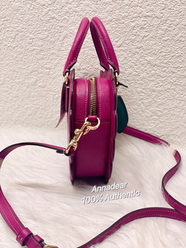 NWT COACH Crossgrain Leather Raspberry Shape Crossbody/Satchel Bag Bright Violet gallery