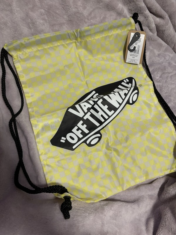 Vans Benched Drawstring Cinch Gym Sport Backpack Bag Lemon Tonic Checkerboard