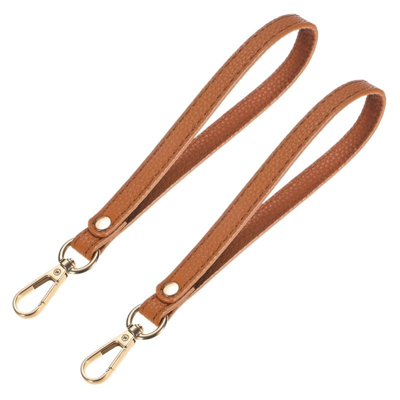 Wristlet Strap [2PCS] – PU Leather Hand Strap – [Brown-Gold-8.27In]