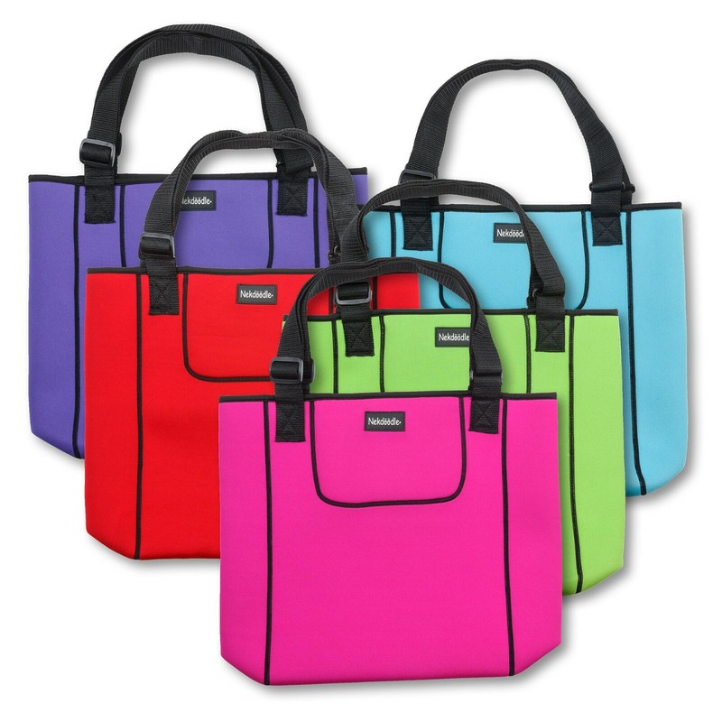 Neoprene Poolside Tote Bag Reversible to Black Adjustable Shoulder Strap 12x18x5 gallery