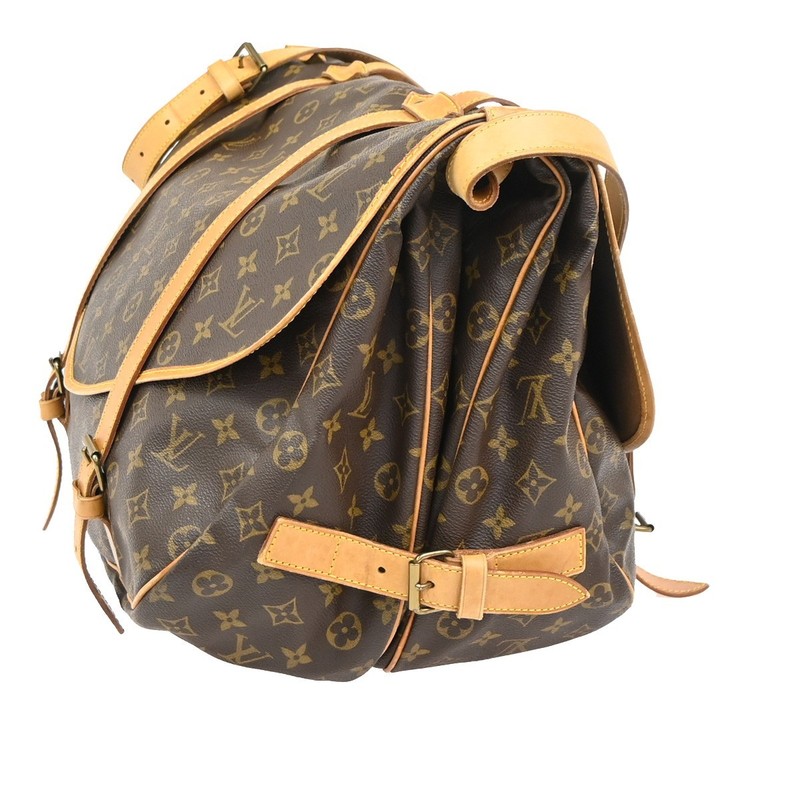 LOUIS VUITTON Logo Saumur 43 Shoulder Bag Monogram Leather Brown M42252 12YH900 gallery