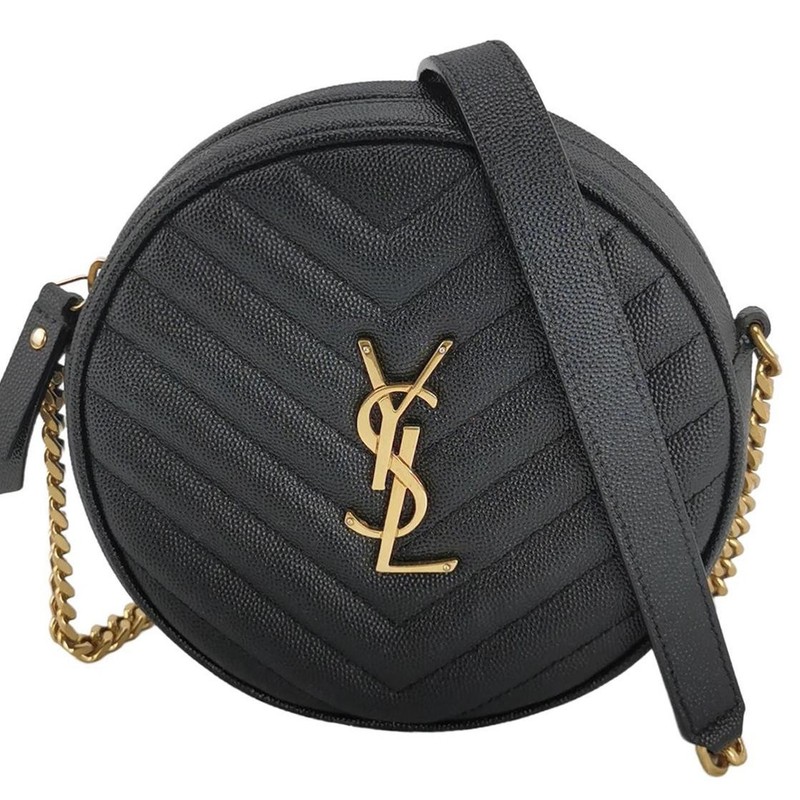 Saint Laurent Ysl Vinyle Gold Logo Chain Quilted Leather – Excellent #UKHZF5