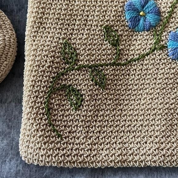 Vintage Purse Floral Design Tan Blue 90s Country Cottage Sweet Feminine Dainty gallery