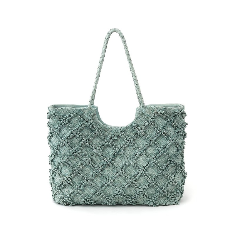 HOBO Tempo Belize Green Woven Leather Shoulder Bag Womens Handbag