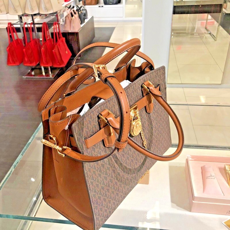 MICHAEL KORS HAMILTON MEDIUM SATCHEL SHOULDER BAG BROWN CROSSBODY HANDBAG PURSE