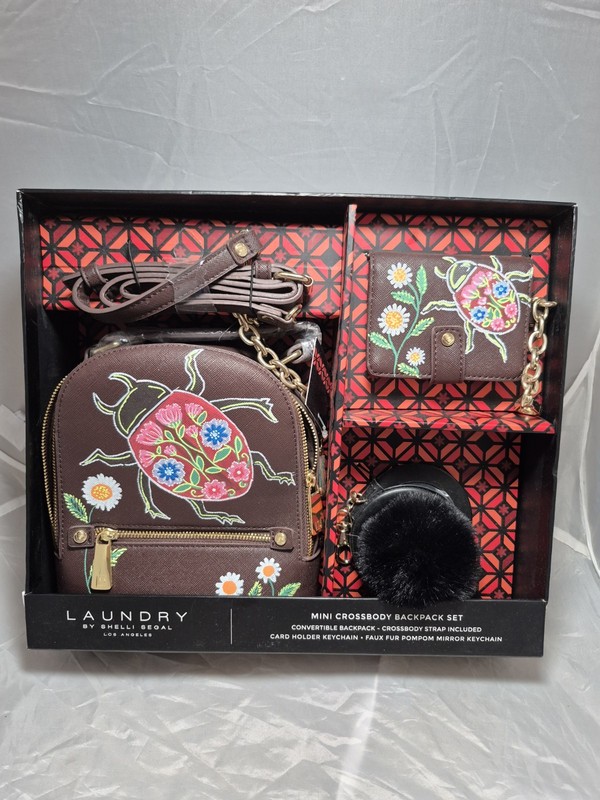 Backpack Gift Set Handpainted Beetle Keychain Mirror