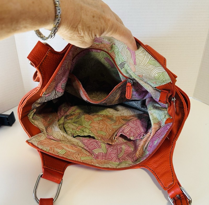 The Sak Orange Pebbled Leather Hobo Purse. 10”H x 12”L x 4”W 10” Strap gallery
