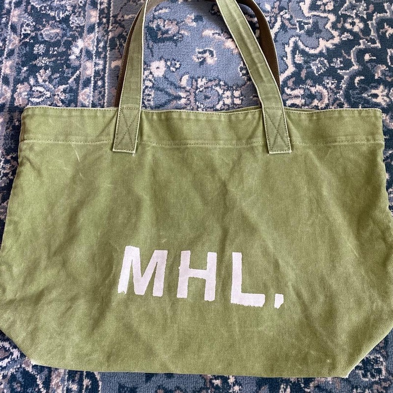 MHL. Margaret Howell Olive Canvas Tote Bag with Logo Print, Pre-owned