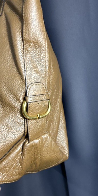 Avon 100% Genuine Leather Gold Tan Tote Bag Purse Shoulder Bag SUPPLE LEATHER gallery