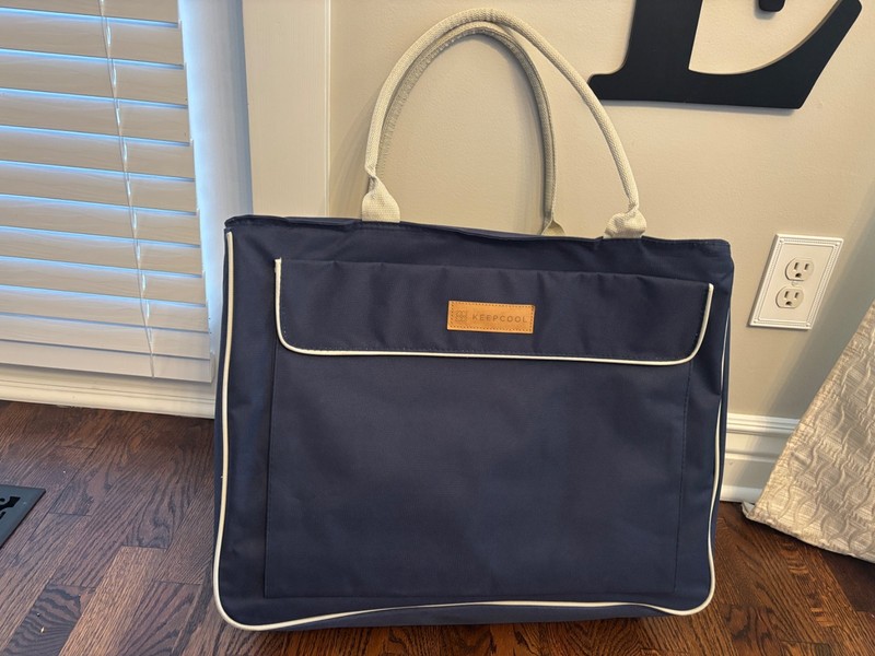 KeepCool Navy Blue Insulated Cooler Tote Bag Large Picnic Grocery Zippered Pocke
