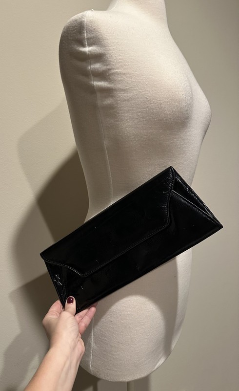 Anthropologie Melie Bianco Black Asymmetrical Clutch Bag Purse Cocktail Formal