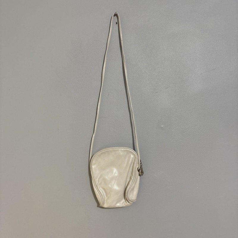 Vintage Dawli Genuine White Leather Crossbody Shoulder Purse Handbag Read
