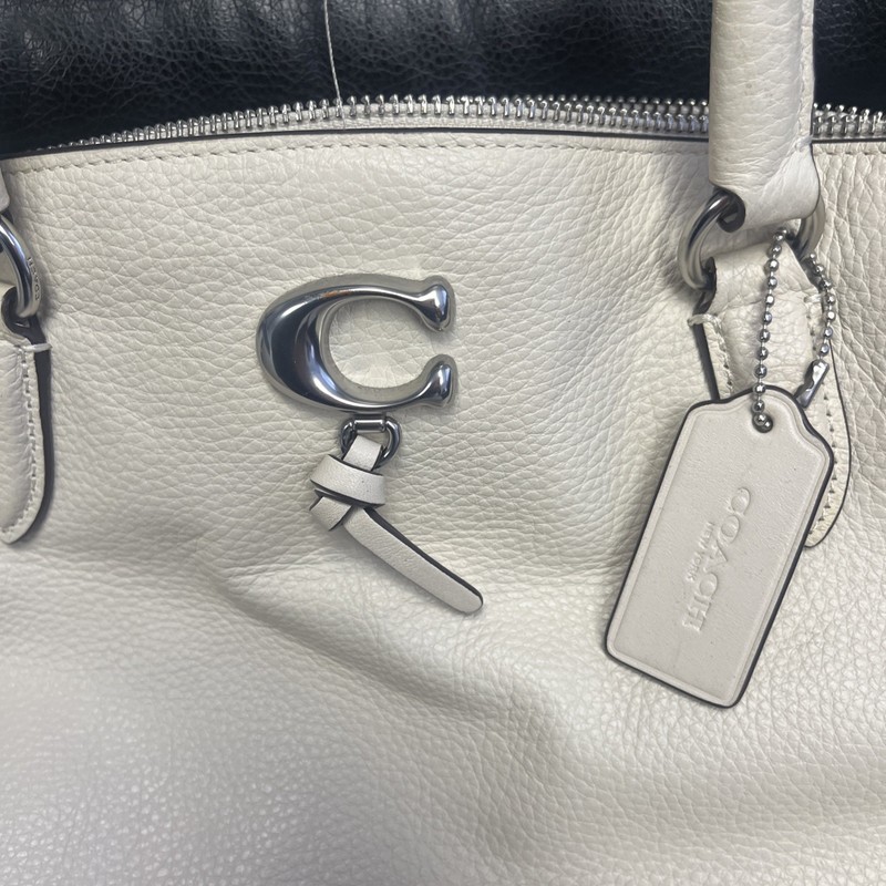 Coach Cream Pebbled Leather Bag with Crossbody Strap and Gold Hardware 9”7”5” gallery