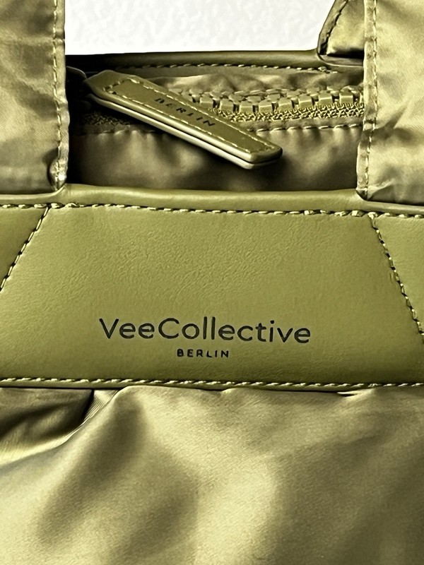 Vee Collective Caba Mini Tote Handbag Olive Green W/Orange Lining Bomber Jacket