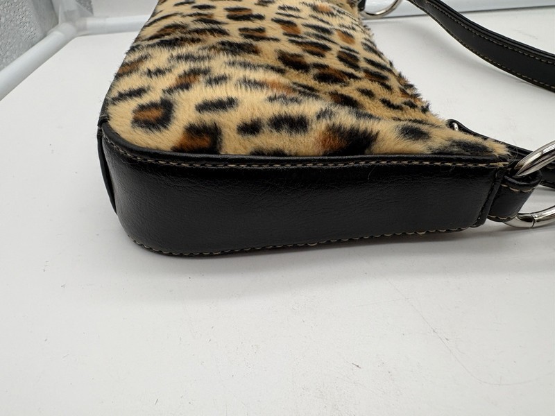 Y2K Leopard Print Faux Fur Shoulder Bag with Initial "H”Limited Too NOS gallery